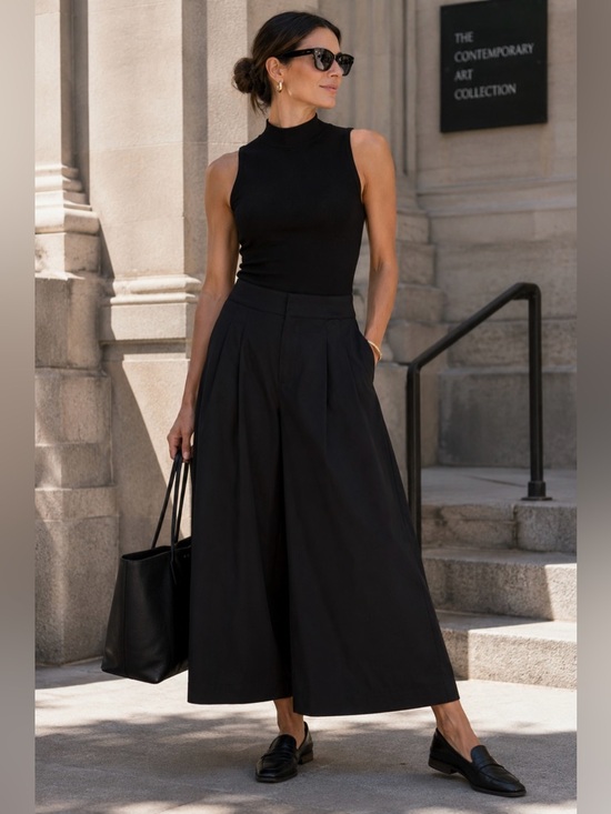 Anthropologie Pants - Anthropologie Maeve Black Wide Leg Culottes High Rise Cropped Pants Sz 6